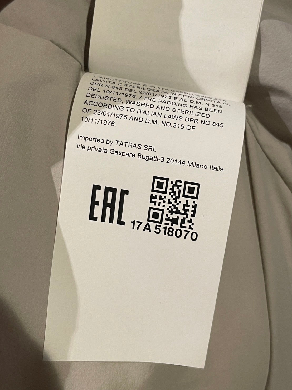 タトラス ボルボレ ダウンジャケット