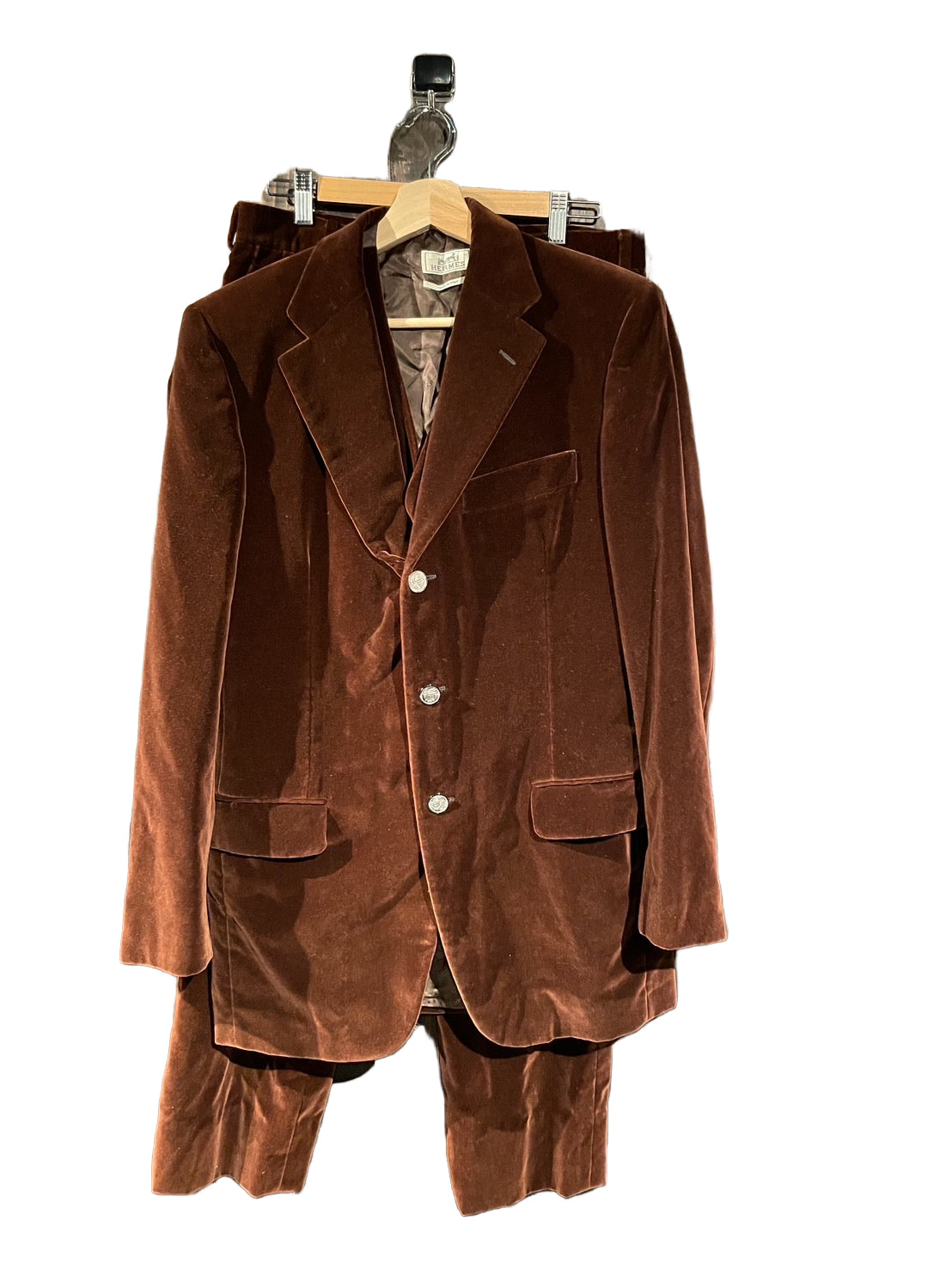 HERMES ベロア スーツ スリーピース メンズ エルメス ベロア スリーピース スーツ