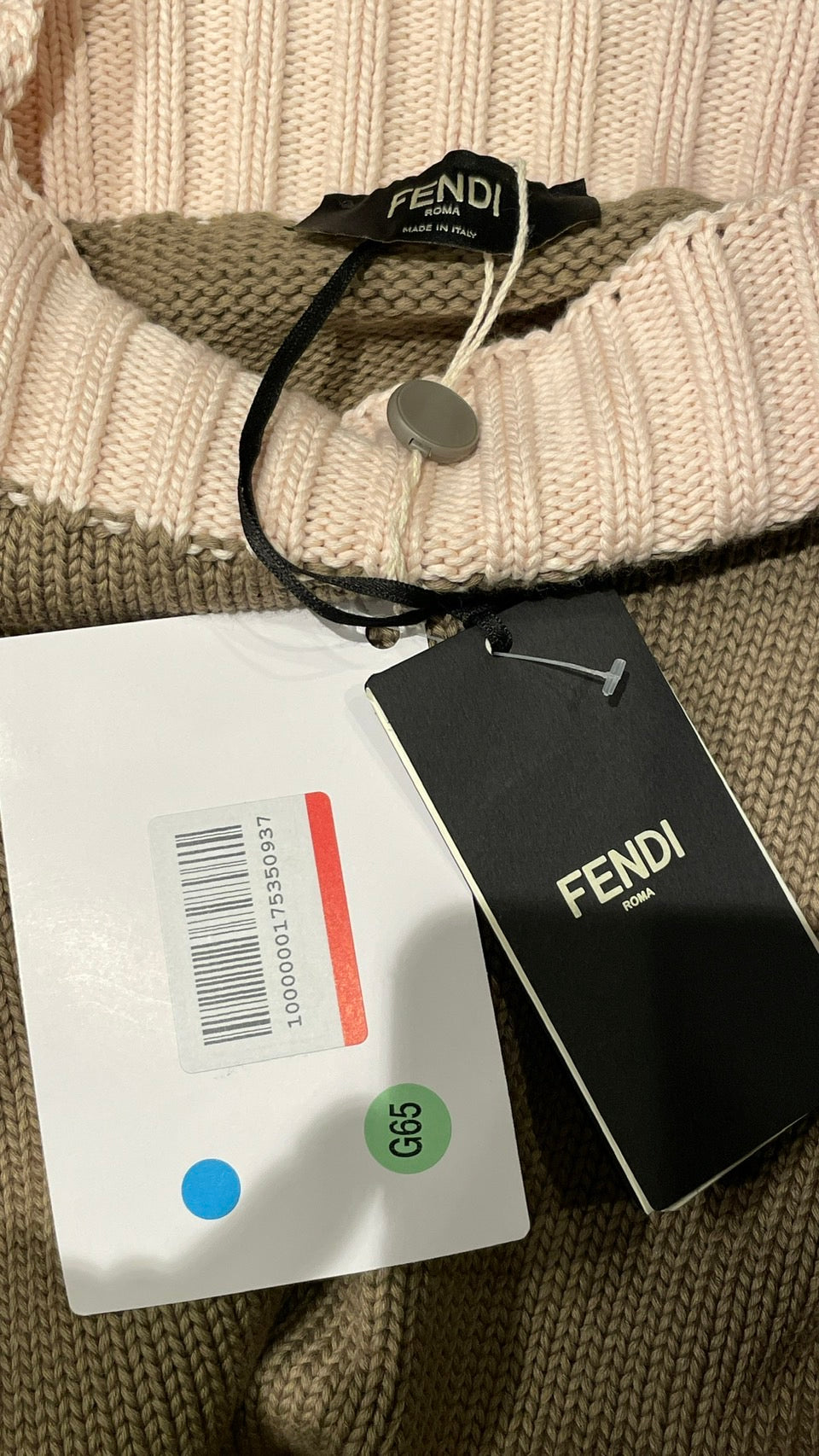 未使用 タグ付き FENDI カシミヤ ニット バイカラー メンズ