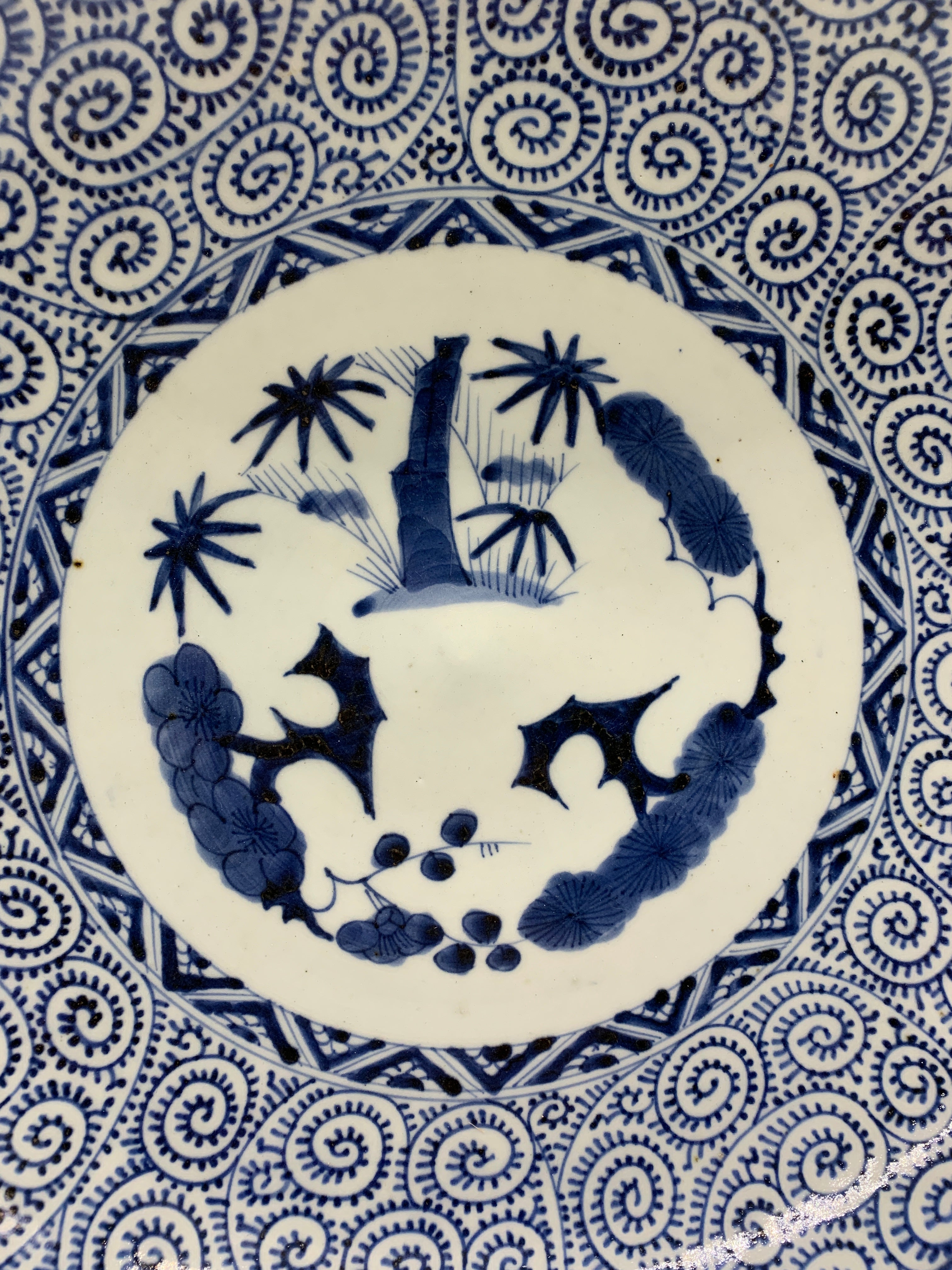 蛸唐草 松竹梅 染付飾皿