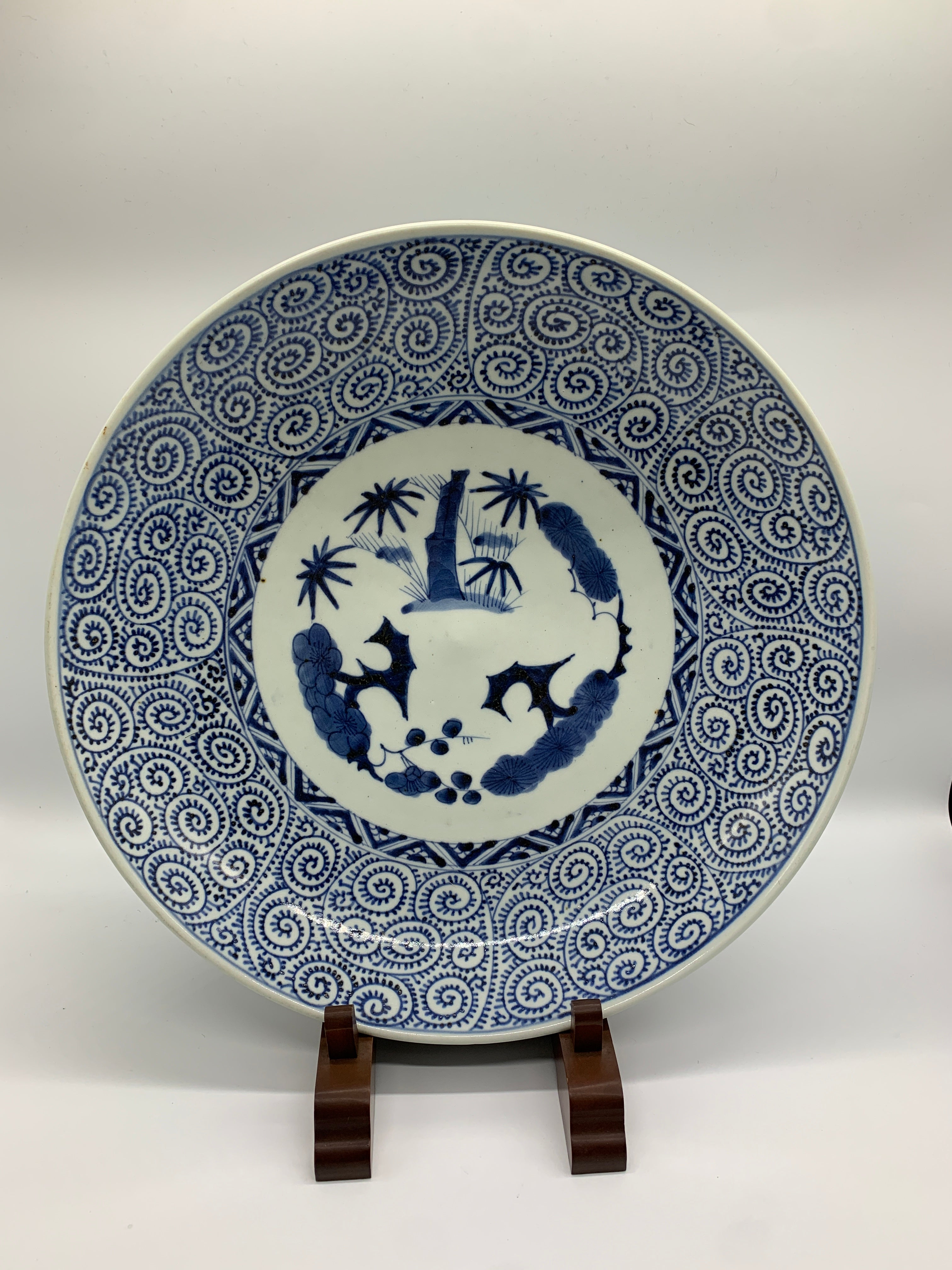 蛸唐草 松竹梅 染付飾皿