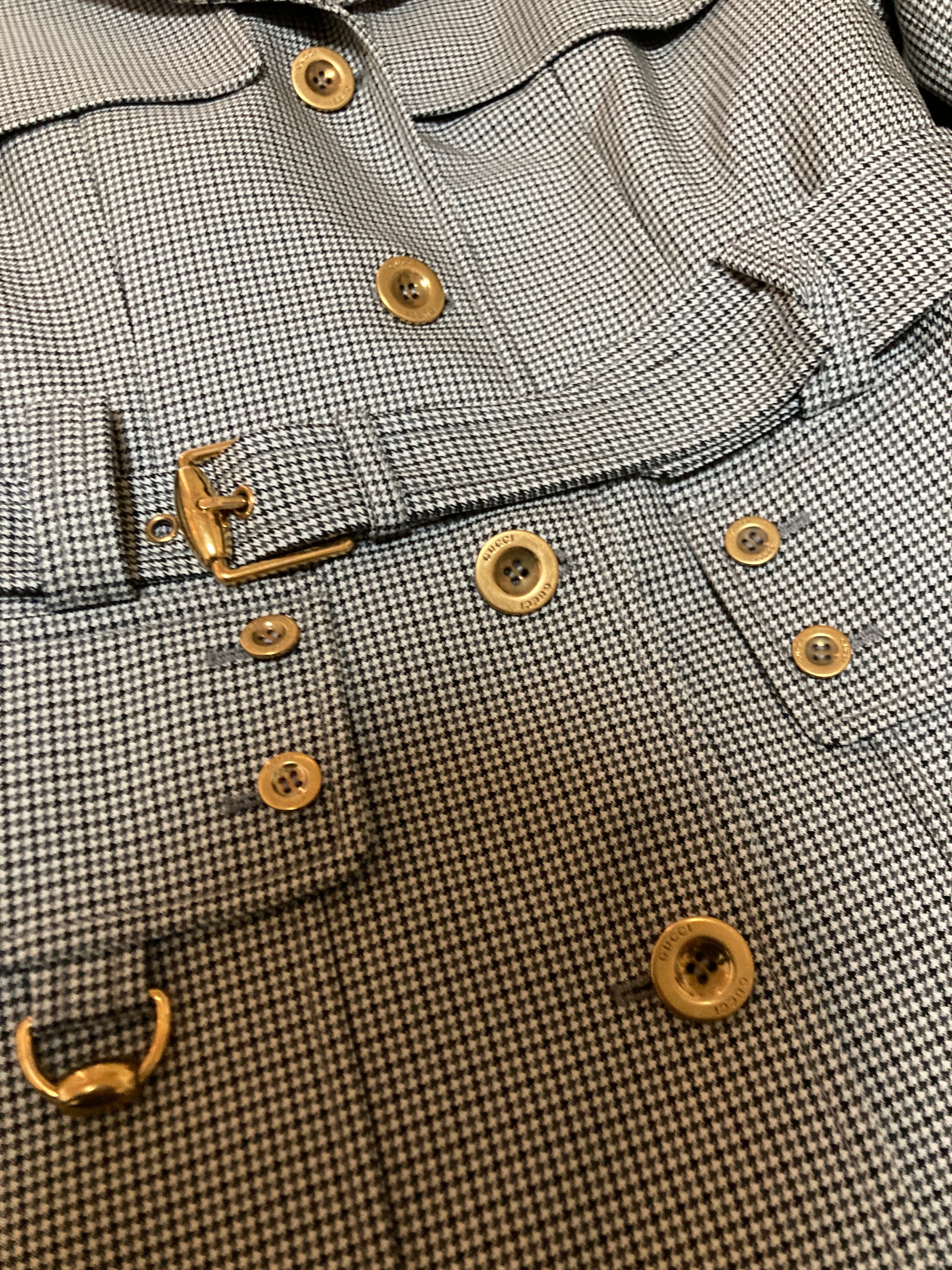 グッチ トレンチコート 千鳥柄 ベルト付き