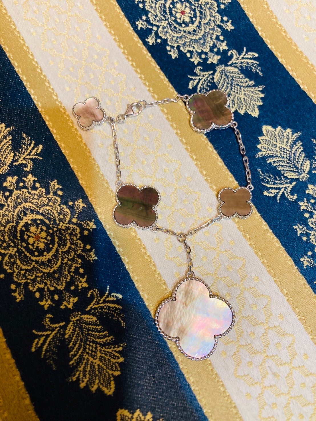 天然 シェル k18 ホワイトゴールド ブレスレット