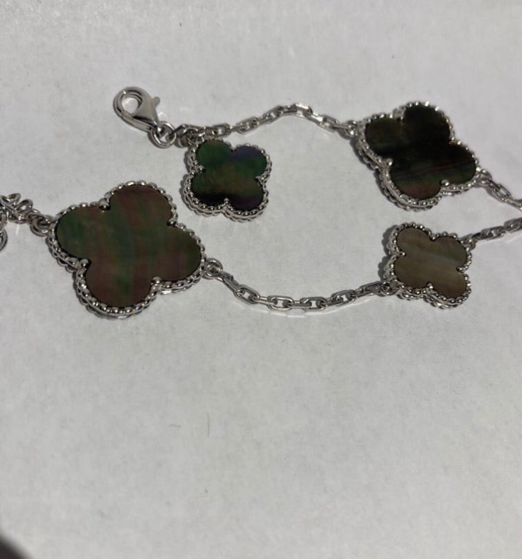 天然 シェル k18 ホワイトゴールド ブレスレット