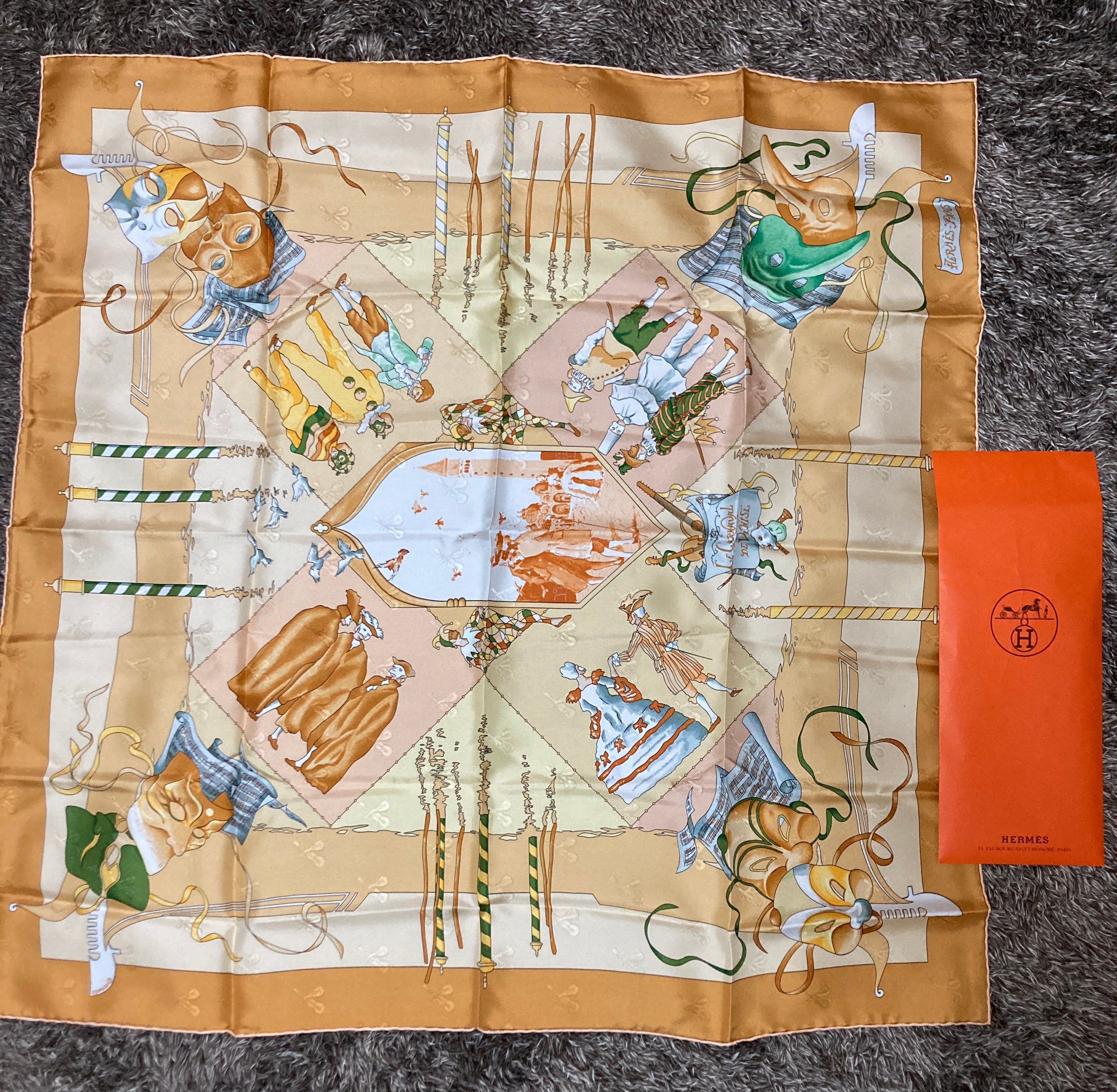 エルメス カレ90 スカーフ LE CARNAVAL DE VENISE(ベニスのカーニバル)