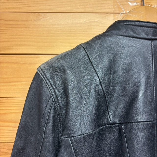 【DETAILS】 レザー シングルライダースジャケット ブラック