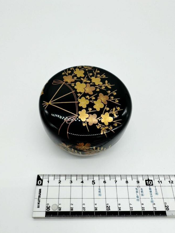 P806 棗 『荒井喜峰作』『黒漆塗』『扇面蒔絵』『利休棗 P806 棗 『荒井喜峰作』『黒漆塗』『扇面蒔絵』『利休棗