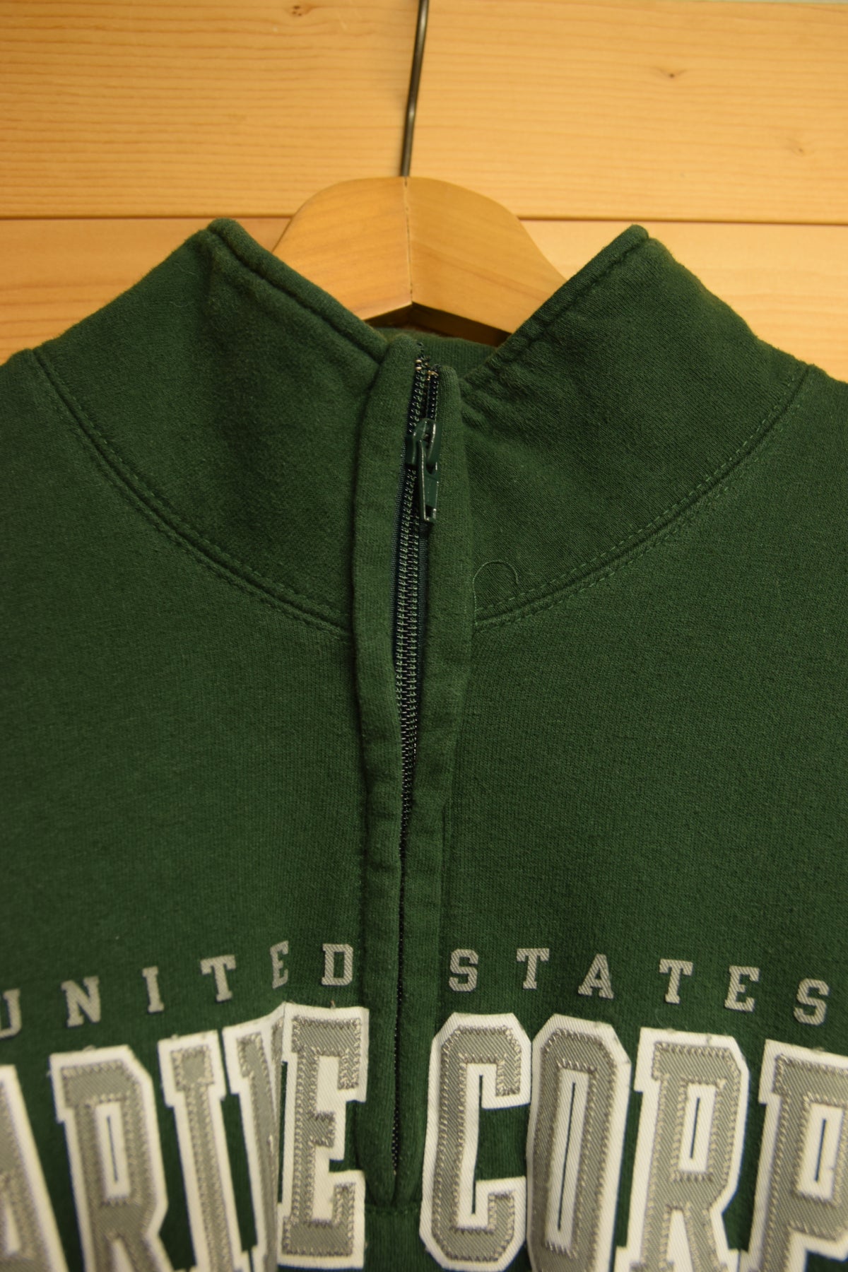 メンズヴィンテージ スウェット 【Champion】 ハーフジップ MARINE CORPS グリーン