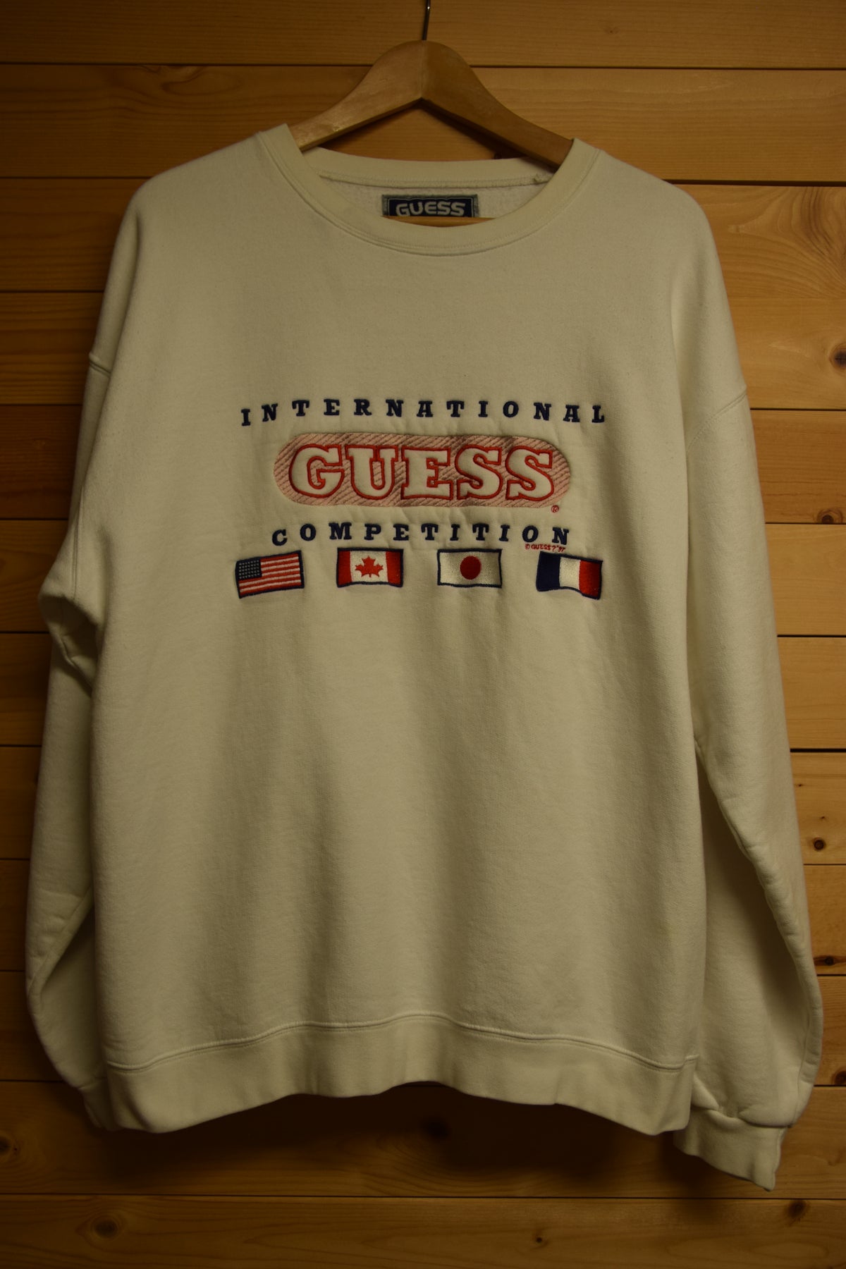 メンズヴィンテージ スウェット 【GUESS SPORT】 フロントロゴ ホワイト