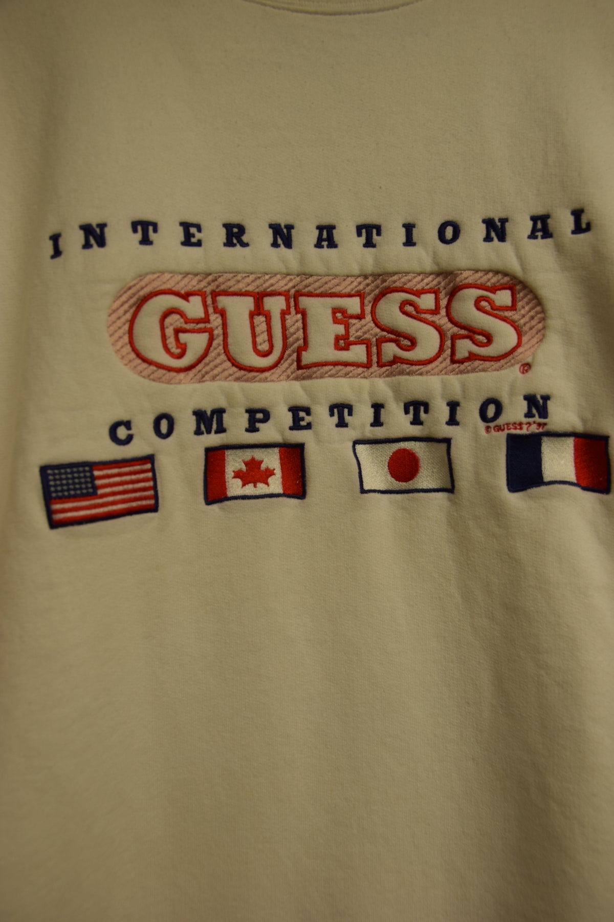 メンズヴィンテージ スウェット 【GUESS SPORT】 フロントロゴ ホワイト