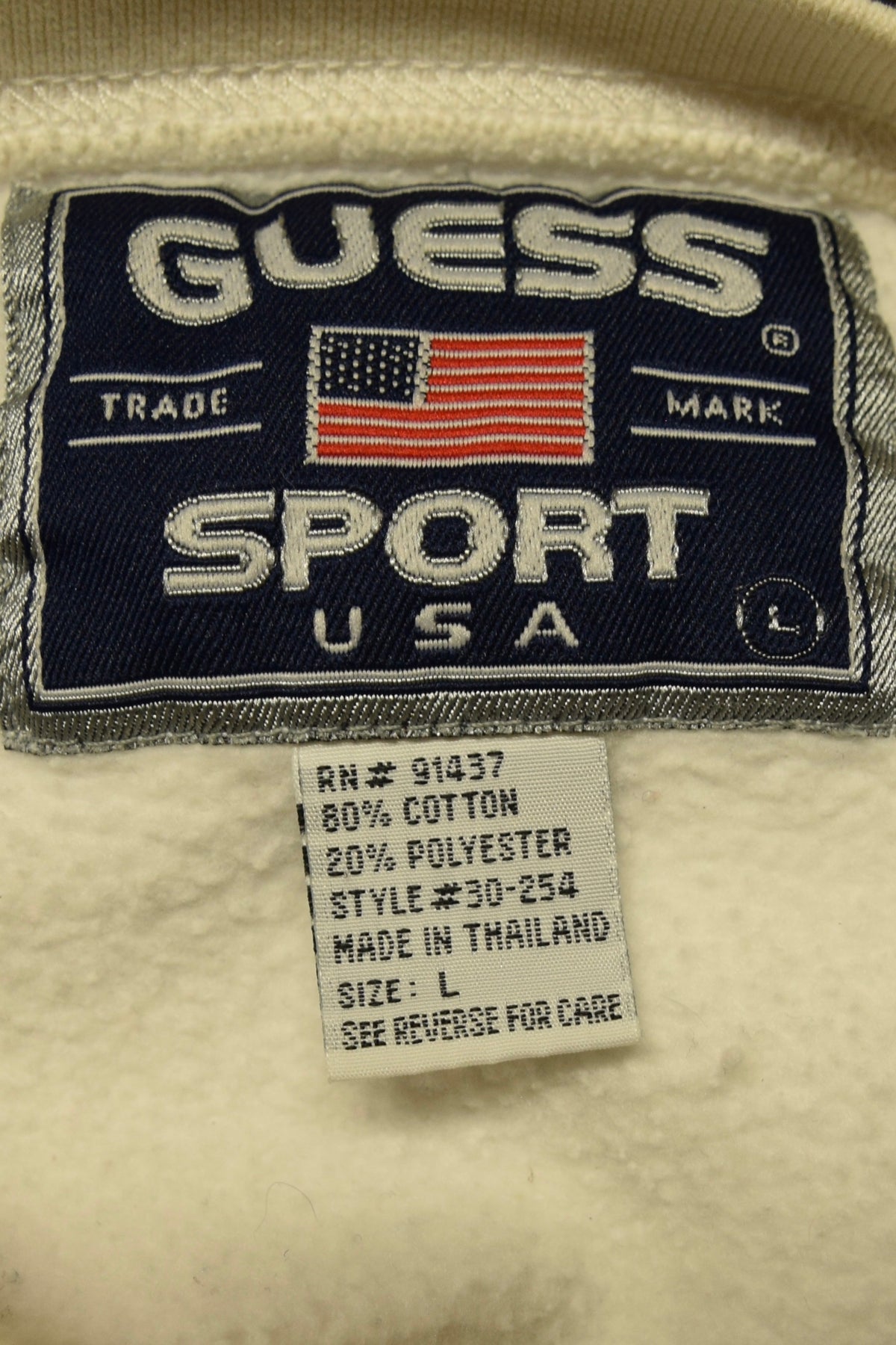 メンズヴィンテージ スウェット 【GUESS SPORT】 フロントロゴ ホワイト