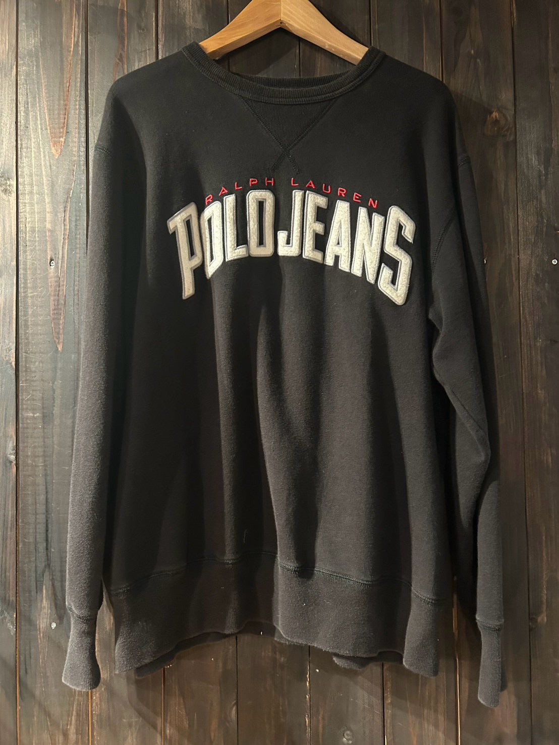 メンズヴィンテージ スウェット 【POLO JEANS】 アーチロゴ ブラック
