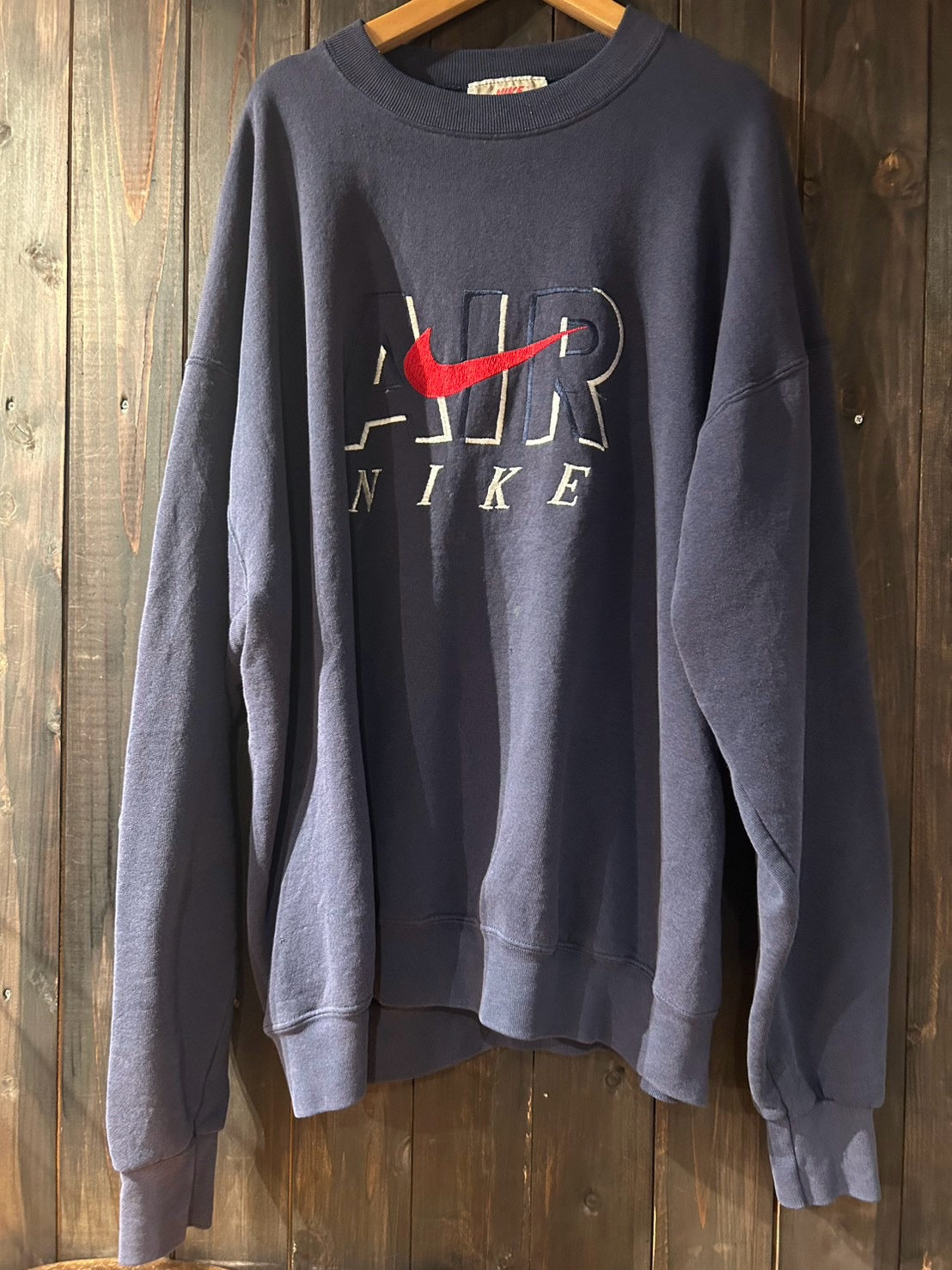 メンズヴィンテージ スウェット【NIKE AIR】90’s フロントロゴ 銀タグ ネイビー
