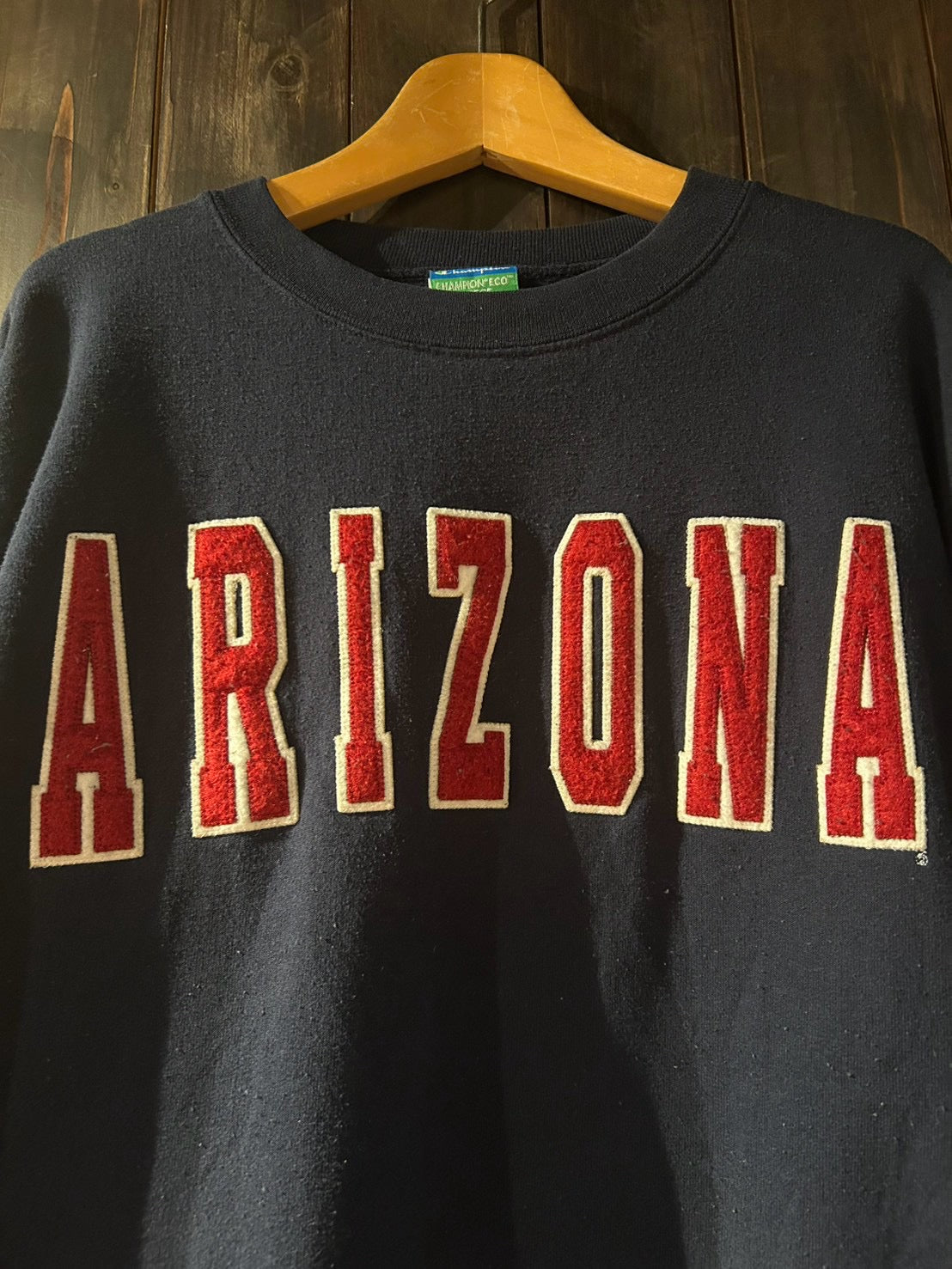 メンズヴィンテージ スウェット【Champion】ARIZONA アーチロゴ ネイビー
