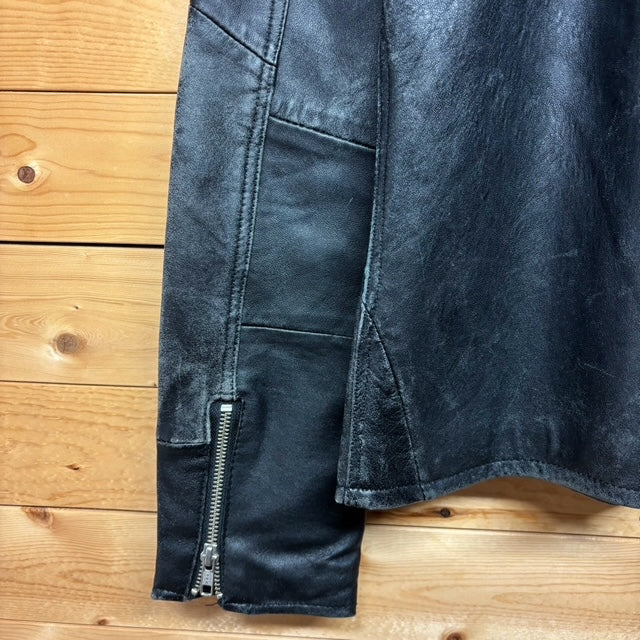 【DETAILS】 レザー シングルライダースジャケット ブラック