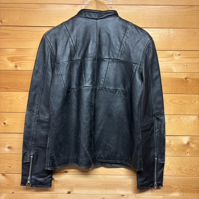 【DETAILS】 レザー シングルライダースジャケット ブラック