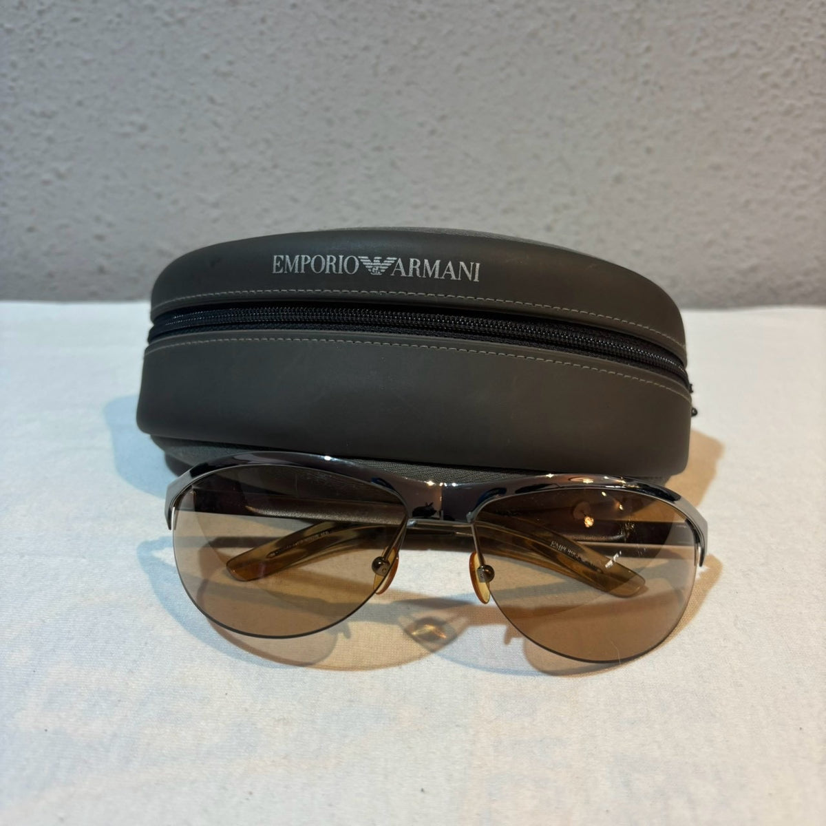 【EMPORIO ARMANI】 メタルフレーム サングラス ブラウン