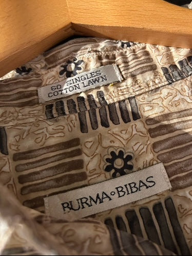 メンズヴィンテージ アロハシャツ 【BURMA BIBAS】幾何学模様 ベージュ