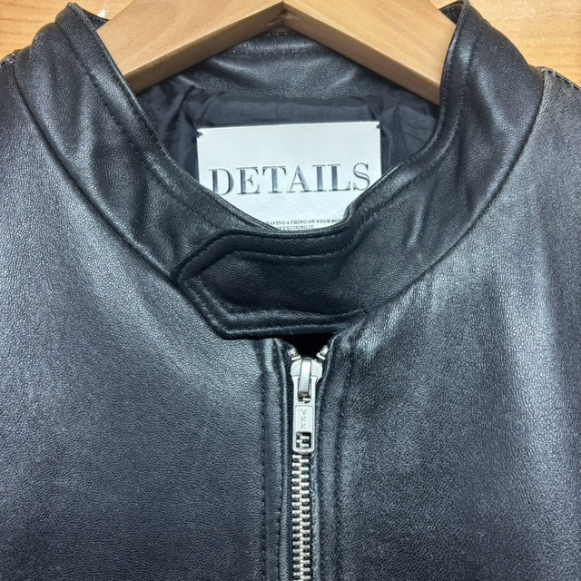 【DETAILS】 レザー シングルライダースジャケット ブラック