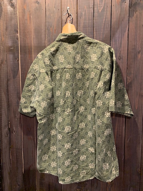 メンズヴィンテージ アロハシャツ 【natural issue】総柄 グリーン