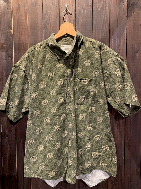 メンズヴィンテージ アロハシャツ 【natural issue】総柄 グリーン