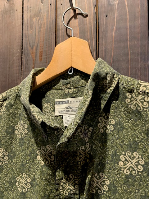 メンズヴィンテージ アロハシャツ 【natural issue】総柄 グリーン