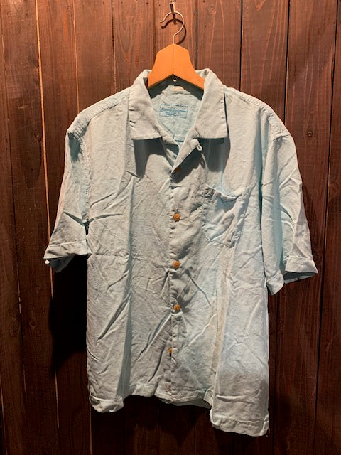 メンズヴィンテージ アロハシャツ 【Tommy bahama】リーフ ブルー