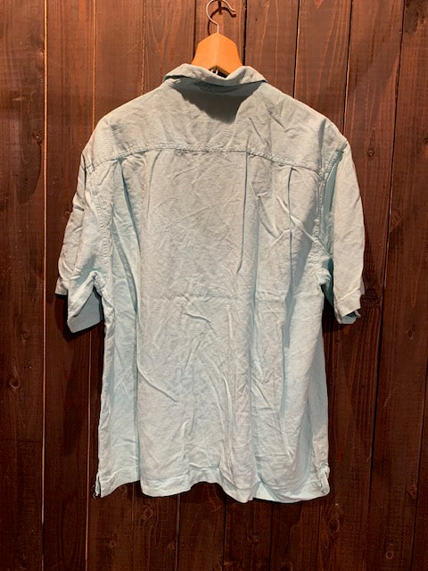 メンズヴィンテージ アロハシャツ 【Tommy bahama】リーフ ブルー