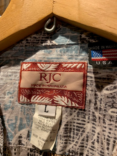 メンズヴィンテージ アロハシャツ 【RJC】リーフ ブルー