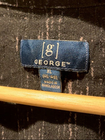 メンズヴィンテージ アロハシャツ 【GEORGE】リーフ フロント デザイン ブラック