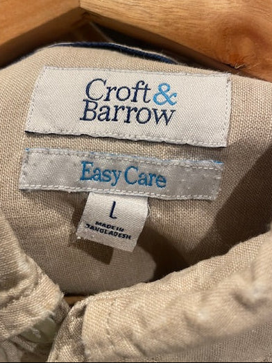 メンズヴィンテージ アロハシャツ 【Croft ＆ barrow】無地 ベージュ