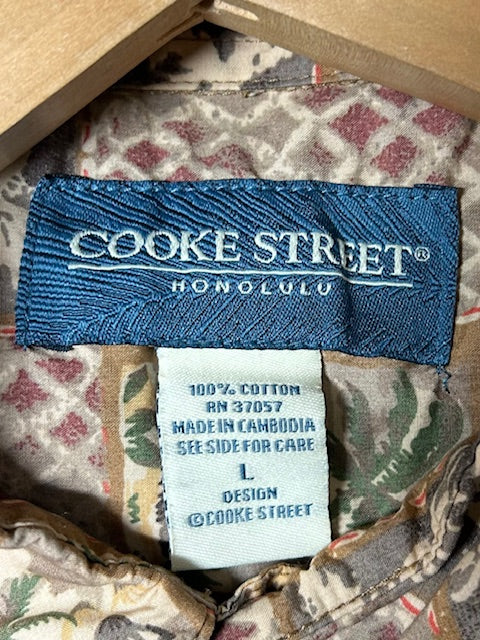 メンズヴィンテージ アロハシャツ 【COOKE STREET】幾何学模様 グレー