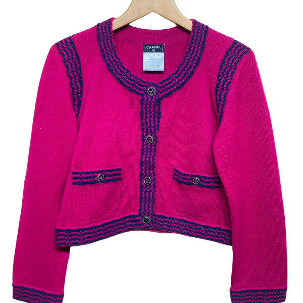 2003 CHANEL カシミヤ100 ニット カーディガン ピンク シャネル カシミヤ 100% ニット カーディガン ピンク