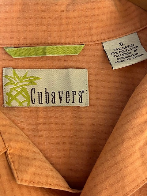 メンズヴィンテージ アロハシャツ 【Cubavera】無地 オレンジ