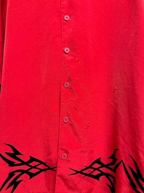 メンズヴィンテージアロハシャツ【JNCO JEANS】トライバル柄 レッド