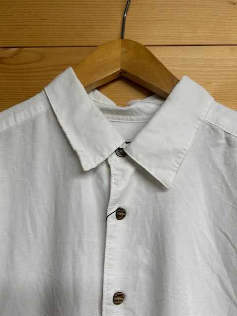 メンズヴィンテージアロハシャツ【Quiksilver】ヤシ 刺しゅう ホワイト