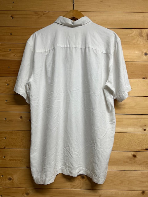 メンズヴィンテージアロハシャツ【Quiksilver】ヤシ 刺しゅう ホワイト