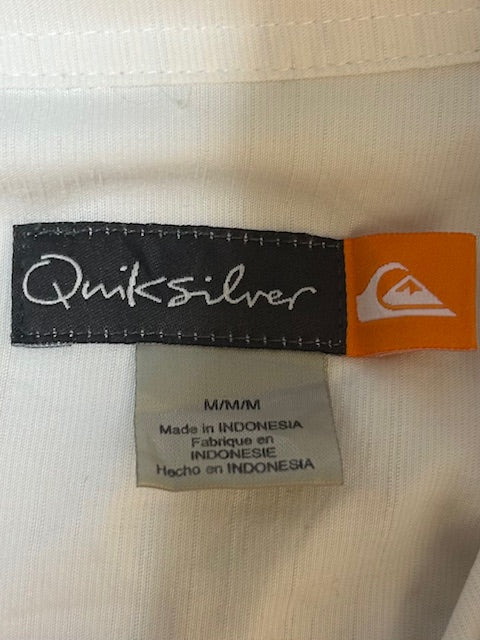 メンズヴィンテージアロハシャツ【Quiksilver】ヤシ 刺しゅう ホワイト