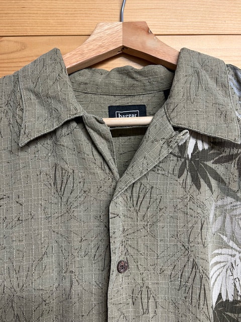メンズヴィンテージアロハシャツ【Haggar】フロントデザイン リーフ グリーン
