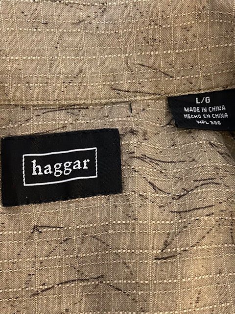 メンズヴィンテージアロハシャツ【Haggar】フロントデザイン リーフ グリーン