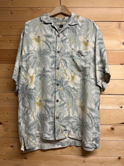 メンズヴィンテージアロハシャツ【Tommy Bahama】ハイビスカス グレー