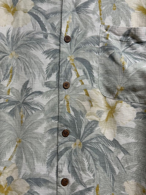 メンズヴィンテージアロハシャツ【Tommy Bahama】ハイビスカス グレー