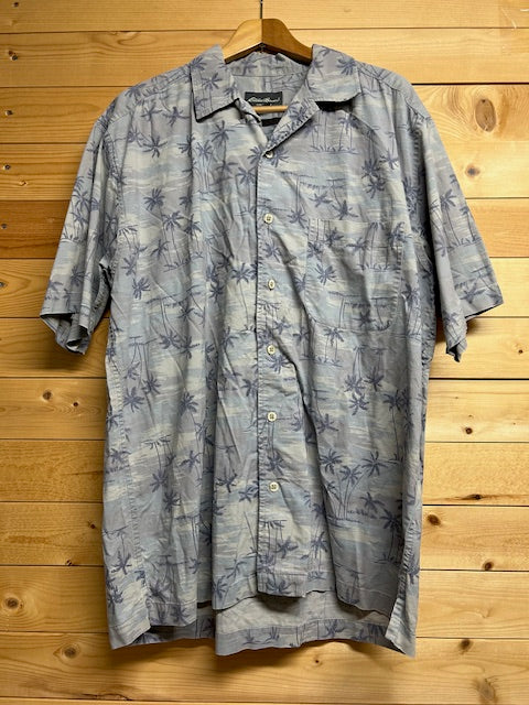 メンズヴィンテージアロハシャツ【Eddie Bauer】 ヤシ ブルー