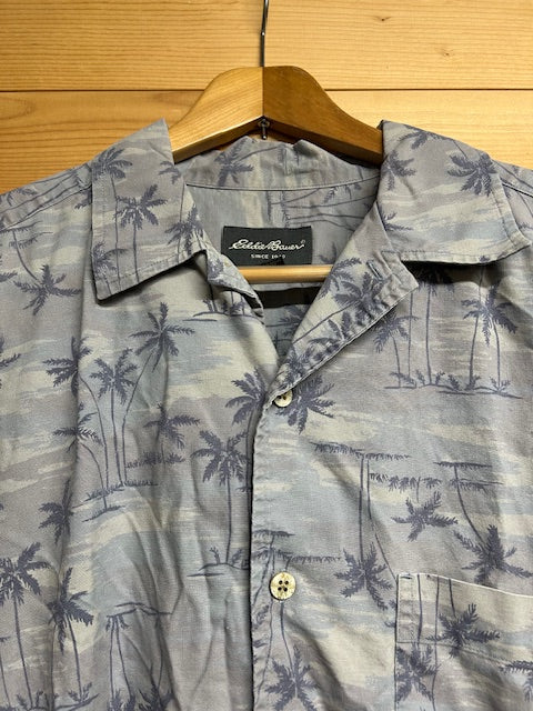 メンズヴィンテージアロハシャツ【Eddie Bauer】 ヤシ ブルー