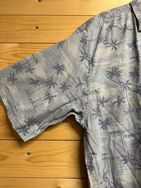 メンズヴィンテージアロハシャツ【Eddie Bauer】 ヤシ ブルー