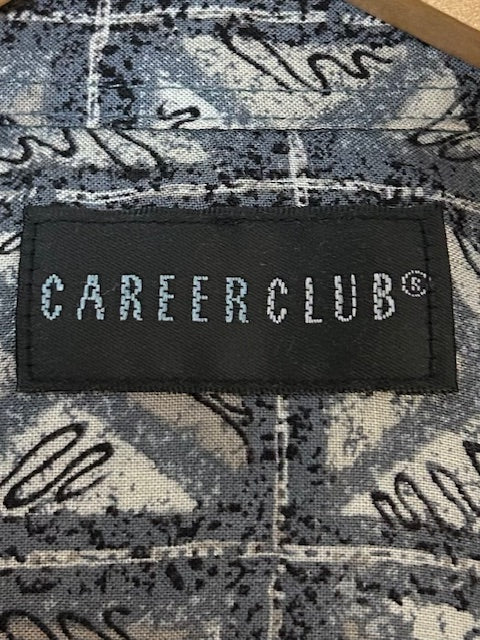 メンズヴィンテージアロハシャツ【CAREERCLUB】 幾何学模様 ブルー