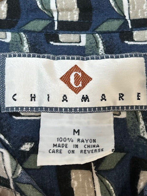 メンズヴィンテージアロハシャツ【CHIAMA】総柄 ネイビー