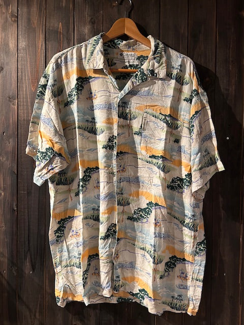 メンズヴィンテージ アロハシャツ 【Columbia】ビーチ ベージュ