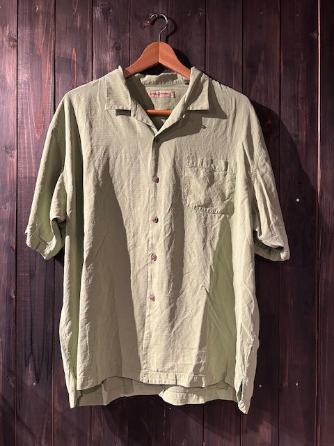 メンズヴィンテージ アロハシャツ 【Tommy Bahama】無地 グリーン