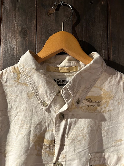 メンズヴィンテージ アロハシャツ 【Columbia】フィッシュ ホワイト